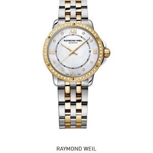 Raymond Weil 💎 Bezel Mother of PearlTwo-Tone Gold and Silver Women's Watch